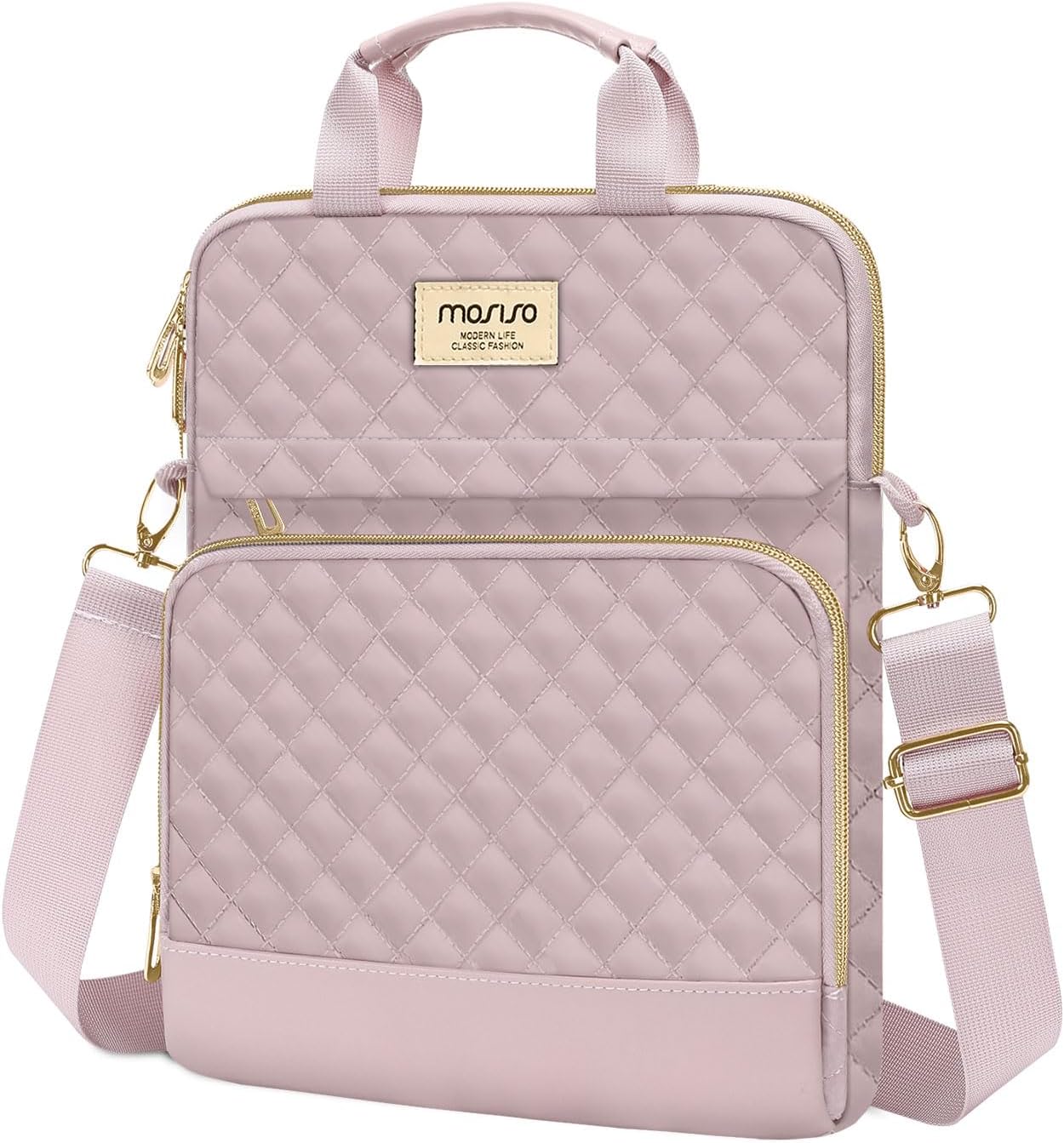MOSISO 12.9 inch Tablet Sleeve Bag for iPad Pro 13 M4&iPad Air 13 M3 M2,iPad Pro 12.9 M2 M1 6/5,Surface Laptop Go 12.4,Galaxy Tab S8+/S9+ 12.4,Square Quilted Carrying Case with 2 Pockets, Sand