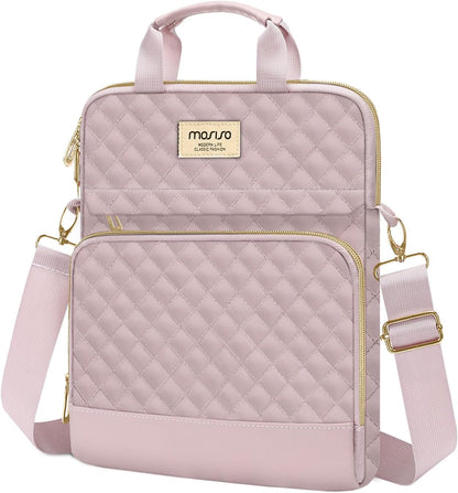 MOSISO 12.9 inch Tablet Sleeve Bag for iPad Pro 13 M4&iPad Air 13 M3 M2,iPad Pro 12.9 M2 M1 6/5,Surface Laptop Go 12.4,Galaxy Tab S8+/S9+ 12.4,Square Quilted Carrying Case with 2 Pockets, Sand