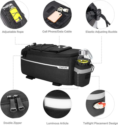 MOSISO Bike Rack Bag, Waterproof Bike Trunk Cooler Pouch Insulated Bicycle Rear Seat Pouch Cycling Backseat Storage Cargo Luggage Saddle Shoulder Bag