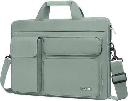 MOSISO Laptop Shoulder Bag 13-17.3 inch, 13/13.3/14/16/17.3 inch Computer Bag Compatible with MacBook Air/Pro 13 / Pro 14, HP Dell ASUS Lenovo with 2 Raised&1 Flapover&1 Horizontal Pocket&Handle&Belt