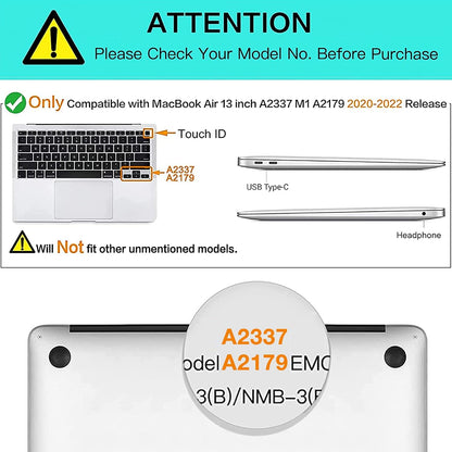 MOSISO Compatible with MacBook Air 13 inch Case 2022 2021 2020 Release A2337 M1 A2179 with Retina Display Touch ID, Heavy Duty Plastic Hard Shell Case with TPU Bumper & Keyboard Cover
