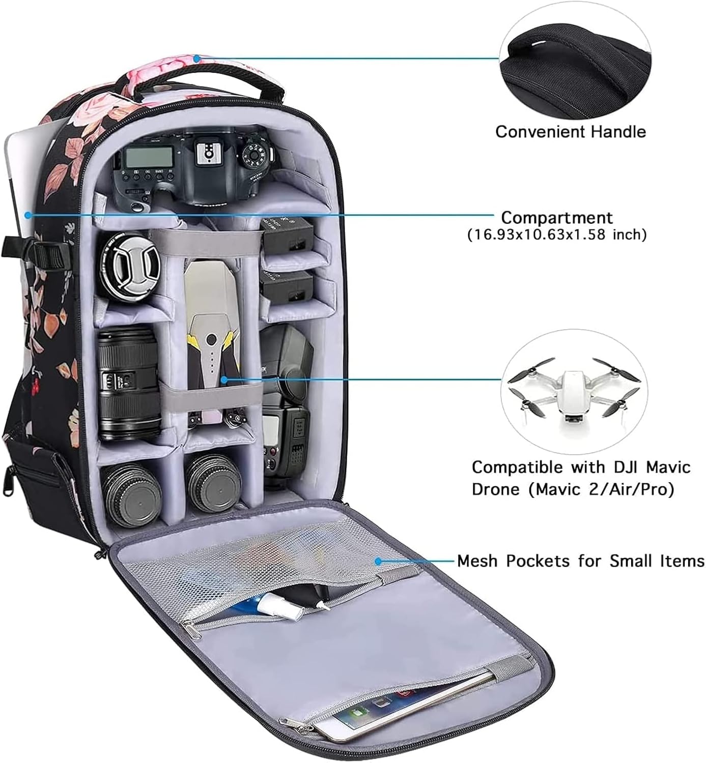 MOSISO Camera Backpack, DSLR/SLR/Mirrorless Photography Camera Bag Peony Waterproof Hardshell Case with Tripod Holder & Laptop Compartment Compatible with Canon/Nikon/Sony/DJI Mavic Drone, Black mysite