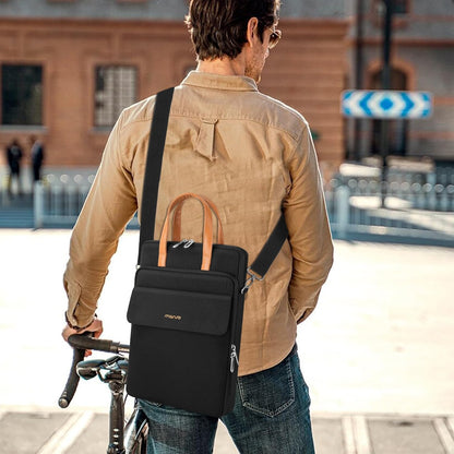 MOSISO Men’s 360‑Edge Reinforced Vertical Laptop Messenger Bag,13‑14‑Inch,Multi‑Pockets,Removable‑Strap & Rear Trolley‑Sleeve