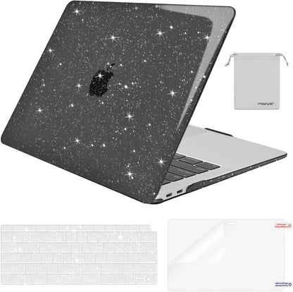 MOSISO Compatible with MacBook Air 13 inch Case 2018-2022 A2337 M1 A2179 A1932, Glitter Plastic Hard Shell&Keyboard Cover&Screen Film&Storage Bag for MacBook Air 13 inch
