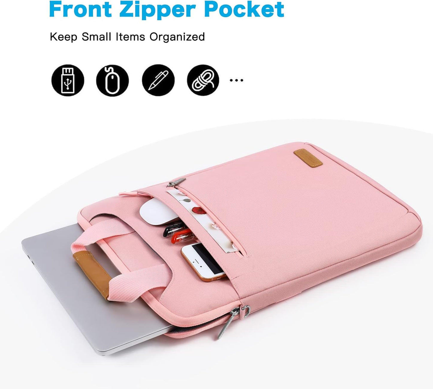 MOSISO Vertical Laptop Shoulder Bag Compatible with MacBook Air 15 inch M2 A2941 2023/Pro 16 2023-2019 M2 A2780 M1 A2485 A2141/Pro 15 A1398,15-15.6 inch Notebook with Zipper Pockets & Belt, Pink iMosiso