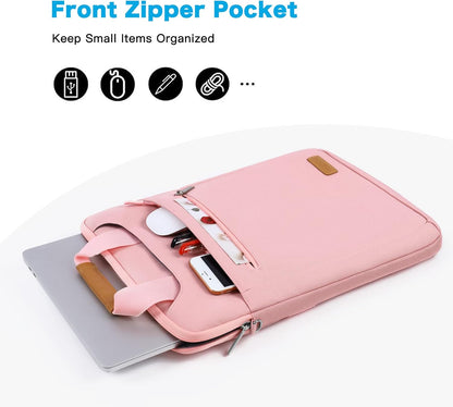 MOSISO Vertical Laptop Shoulder Bag Compatible with MacBook Air 15 inch M2 A2941 2023/Pro 16 2023-2019 M2 A2780 M1 A2485 A2141/Pro 15 A1398,15-15.6 inch Notebook with Zipper Pockets & Belt, Pink iMosiso