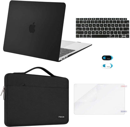 MOSISO Compatible with MacBook Air 13 inch Case M1 Chip 2021 2020 2019 2018 Release A2337 A2179 A1932 Retina Display, Plastic Hard Shell Case&Bag&Keyboard Skin&Webcam Cover&Screen Film, Black