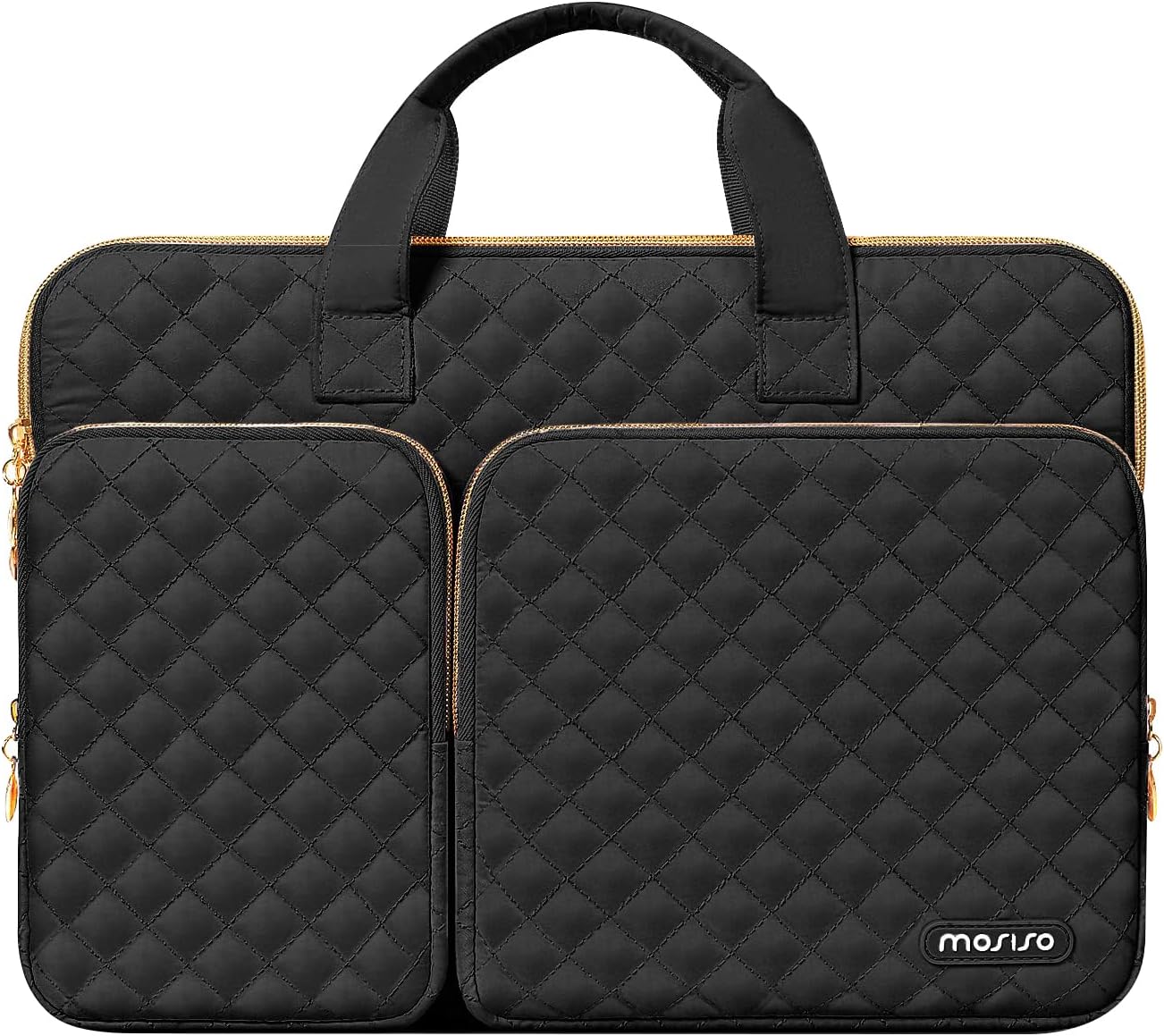MOSISO 360 Protective Laptop Case 13-16 inch,13 13.3 14 16 inch Laptop Sleeve Compatible with MacBook Pro 16 M5 M4 M3 M2 M1 HP Acer Dell Lenovo,Square Quilted Bag Cover with 2 Pockets&Handle&Belt,Antique Green