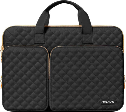 MOSISO 360 Protective Laptop Case 13-16 inch,13 13.3 14 16 inch Laptop Sleeve Compatible with MacBook Pro 16 M5 M4 M3 M2 M1 HP Acer Dell Lenovo,Square Quilted Bag Cover with 2 Pockets&Handle&Belt,Antique Green