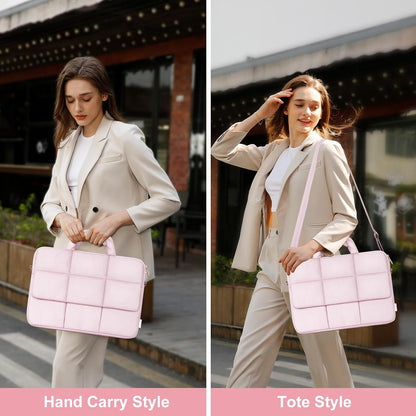 MOSISO Women Puffy Polyester 15.6 Inch Laptop Shoulder Bag, 4 Front Pockets, Removable Adjustable Strap & Rear Trolley Sleeve