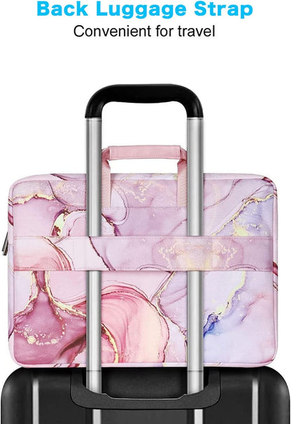 MOSISO 360 Protective Laptop Shoulder Bag Compatible with MacBook Air 13 inch M2 M1 2022-2018 / Pro 13 inch M2 M1 2022-2016, Surface Pro 8/7/6/X/5/4/3,Polyester Sleeve with Belt Marble MO-MBH216