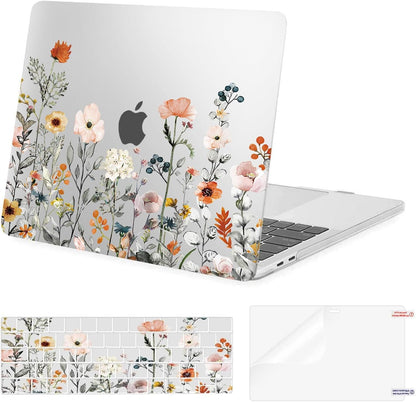 MOSISO Garden Floral Print Hard Shell 3-in-1 Set, Fits MacBook Pro 13 M1 M2 A1706 A1708 A1989 A2159 A2251 A2289 A2338 Notebook