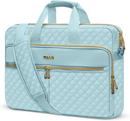 MOSISO 13-17.3 inch Laptop Bag, Laptop Briefcase Messenger | Compatible with MacBook, Square Quilted Computer Bag Work Office Business with 3 Pockets&Strap