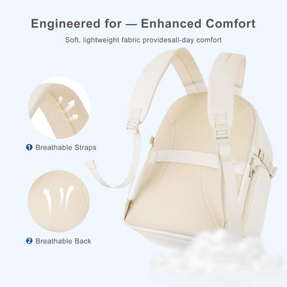MOSISO 30L Women Travel Carry‑On Backpack,180‑Degree Opening, Shoe‑Compartment,15.6‑Inch Laptop Sleeve with Luggage‑Strap for Travel Commute