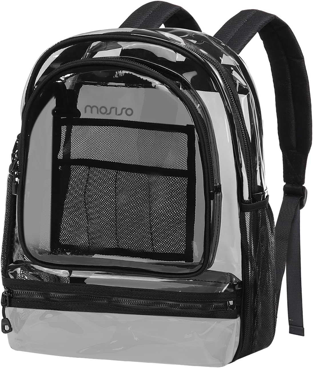 MOSISO 15.6-16 inch Travel Laptop Backpack, Waterproof Stylish Large Capacity Casual Daypack Bag for Business, Fashion TPU Transparent Computer Bag with Reinforced Strap, Black iMosiso