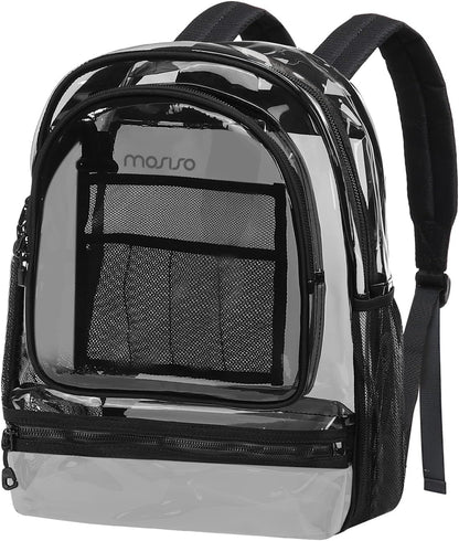 MOSISO 15.6-16 inch Travel Laptop Backpack, Waterproof Stylish Large Capacity Casual Daypack Bag for Business, Fashion TPU Transparent Computer Bag with Reinforced Strap, Black iMosiso