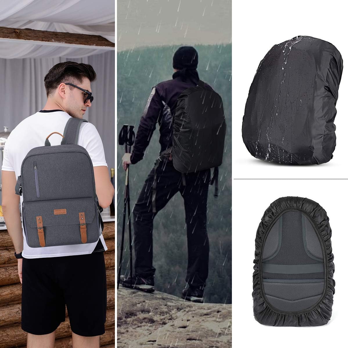 MOSISO Camera Backpack 17.3 inch, DSLR/SLR/Mirrorless Case with Laptop Compartment&Built-in Photography Insert Bag&USB-charging Port&Rain Cover Compatible with Canon/Nikon/Sony/Laptop, Space Gray