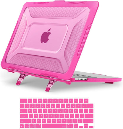 MOSISO Compatible with MacBook Air 13 inch Case M2-M5 2022-2025 A3449 A3240 A3113 A2681, 2 in 1 Kit Honeycomb Shock Resistant Hard Case with Foldable Kickstand