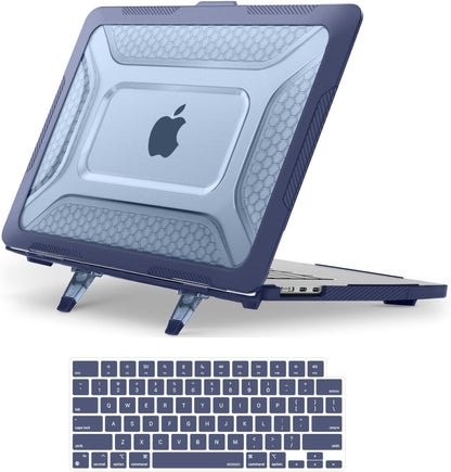MOSISO 2 in 1 Honeycomb Shockproof TPU Bumper Hard Case Compatible with MacBook Air 15 Inch M5-M2 2023-2026 A3448 A3241 A3114 A2941, Heavy Duty Protective Shell With Fold Kickstand & Keyboard Cover, Multi Colors Available