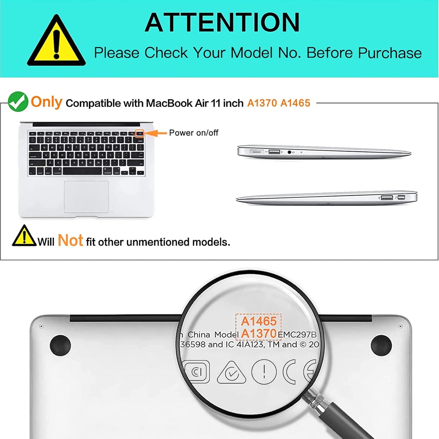 MOSISO Plastic Hard Shell Case & Keyboard Cover Skin & Screen Protector Only Compatible with MacBook Air 11 inch (Models: A1370 & A1465)