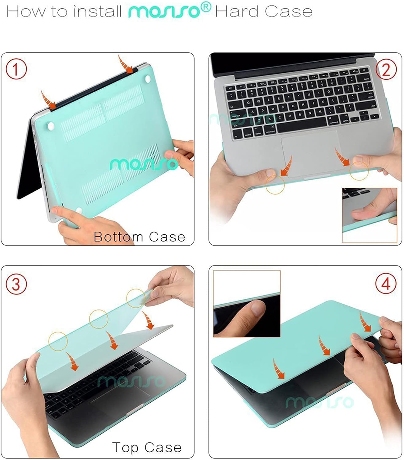 MOSISO Case Only Compatible with MacBook Pro Retina 13 inch (Models: A1502 & A1425) (Older Version Release 2015 - end 2012), Plastic Peony Hard Shell Case&Keyboard Cover&Screen Protector, Black | Protective Crack-Resistant Plastic Peony Hard Shell Case&Ke