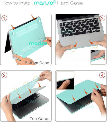 MOSISO Case Only Compatible with MacBook Pro Retina 13 inch (Models: A1502 & A1425) (Older Version Release 2015 - end 2012), Plastic Peony Hard Shell Case&Keyboard Cover&Screen Protector, Black | Protective Crack-Resistant Plastic Peony Hard Shell Case&Ke