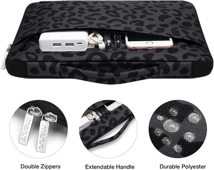 MOSISO Compatible with MacBook Air 13 inch Case 2022-2018 Release A2337 M1 A2179 A1932 Retina Display, Plastic Leopard Grain Hard Shell&Sleeve Bag&Keyboard Skin&Webcam Cover&Screen Protector, Black