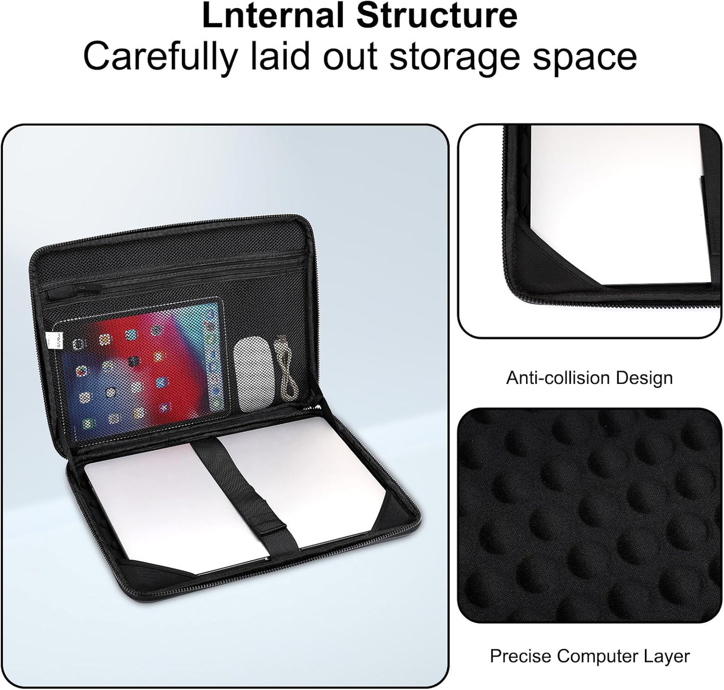 MOSISO Hard Shell Laptop Sleeve Shoulder Bag, 15.6 inch Computer Bag Compatible with MacBook, HP, Dell, Lenovo, Asus, Notebook, 16 inch Symmetric Geometric Waterproof EVA Carrying Case, Black