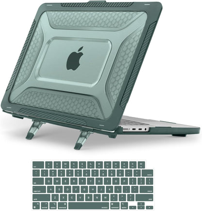 MOSISO 2 in 1 Honeycomb Hard Case Compatible with MacBook Pro 16 Inch M5 M4 M3 M2 M1 2021-2026 A3429 A3428 A3403 A3186 A2991 A2780 A2485, Shockproof TPU Bumper Cover With Foldable Kickstand