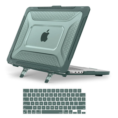 MOSISO Compatible with MacBook Pro 16 inch Case 2025-2021 M4 M3 M2 M1 A3403 A3186 A2991 A2780 A2485, Honeycomb Shockproof TPU Bumper Hard Shell Case with Fold Kickstand&Keyboard Skin, Black