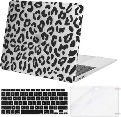 MOSISO Compatible with MacBook Air 13 inch Case 2018-2022 Release A2337 M1 A2179 A1932 Retina Display, Plastic Leopard Grain Hard Shell Case&Keyboard Cover&Screen Protector