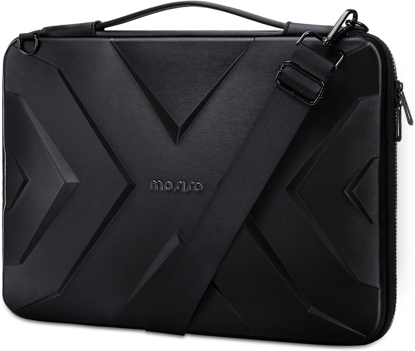 MOSISO Hard Shell Laptop Sleeve Shoulder Bag, 15.6 inch Computer Bag Compatible with MacBook, HP, Dell, Lenovo, Asus, Notebook, 16 inch Symmetric Geometric Waterproof EVA Carrying Case, Black