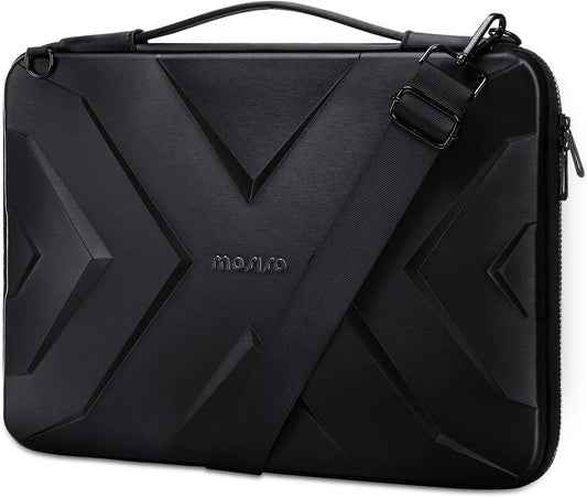 MOSISO Hard Shell Laptop Sleeve Shoulder Bag, 15.6 inch Computer Bag Compatible with MacBook, HP, Dell, Lenovo, Asus, Notebook, 16 inch Symmetric Geometric Waterproof EVA Carrying Case, Black