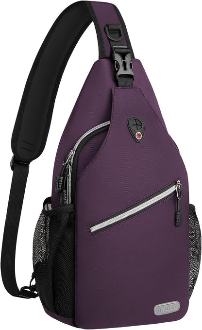 MOSISO Water Resistant Sling Backpack, Unisex Crossbody Chest Daypack with Multi Pockets & Dual Side Mesh Holders, Adjustable Strap Fits 10.9 Inch Tablet for Travel Hiking Commute