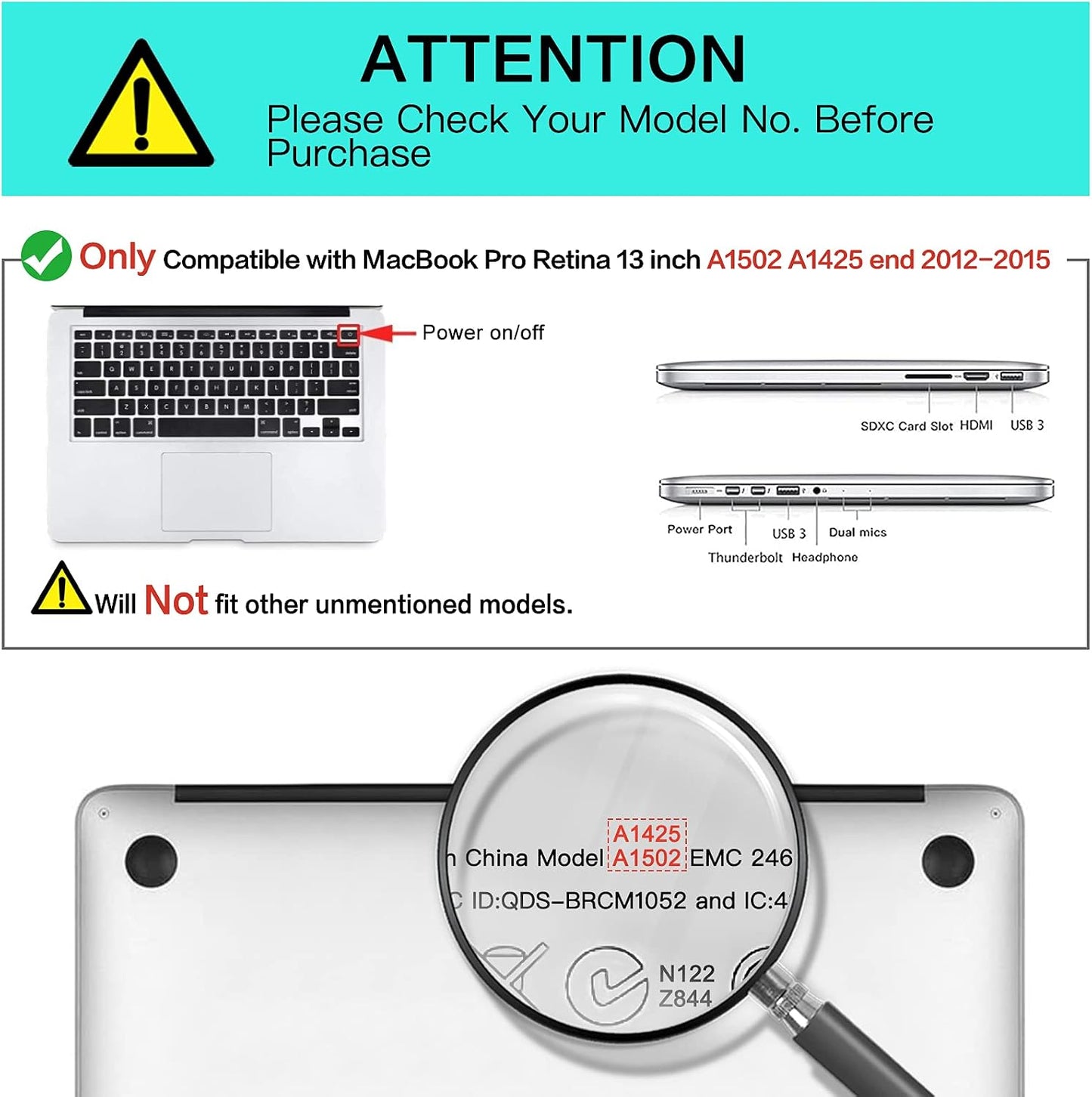 MOSISO Case Only Compatible with MacBook Pro Retina 13 inch (Models: A1502 & A1425) (Older Version Release 2015 - end 2012), Plastic Peony Hard Shell Case&Keyboard Cover&Screen Protector, Black | Protective Crack-Resistant Plastic Peony Hard Shell Case&Ke