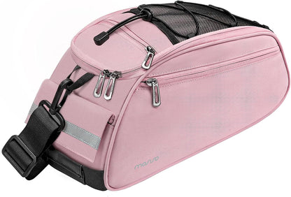 MOSISO 12L Waterproof Bike Rear Rack Bag, Convertible Bicycle Trunk Pannier with Reflective Strip, Multi-Pocket Cycling Storage Saddle Shoulder Bag for Daily Commute Bike Tour
