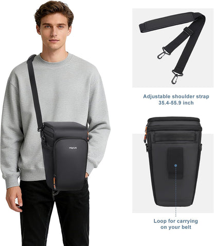 MOSISO Padded Crossbody Camera Bag with Rain Cover, Fits DSLR & 70-200/100-400mm Lenses