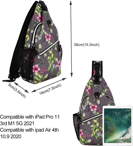 MOSISO Sling Backpack,Travel Hiking Daypack Periwinkle Crossbody Shoulder Bag, Gray