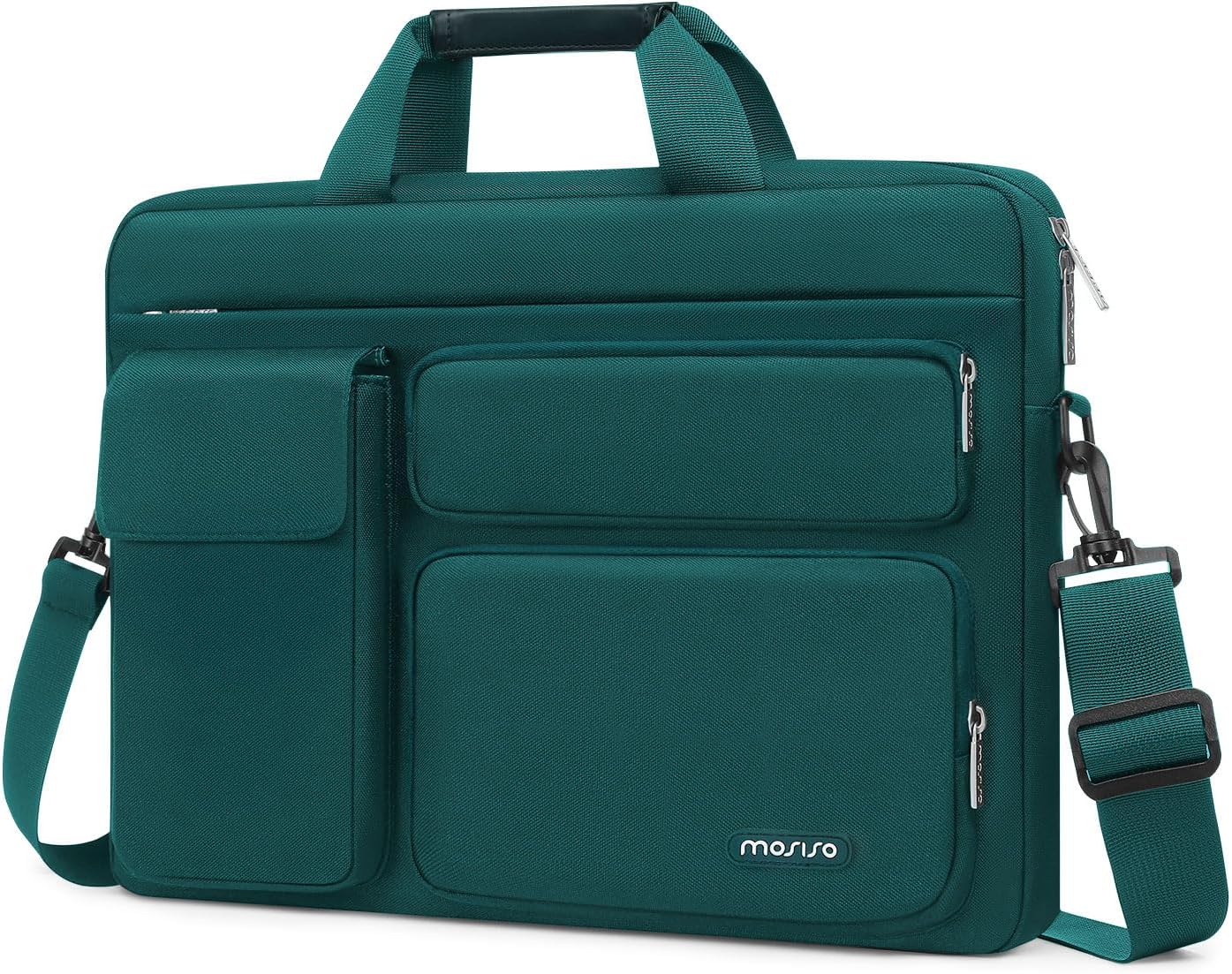 MOSISO Laptop Shoulder Bag 13-17.3 inch, 13/13.3/14/16/17.3 inch Computer Bag Compatible with MacBook Air/Pro 13 / Pro 14, HP Dell ASUS Lenovo with 2 Raised&1 Flapover&1 Horizontal Pocket&Handle&Belt