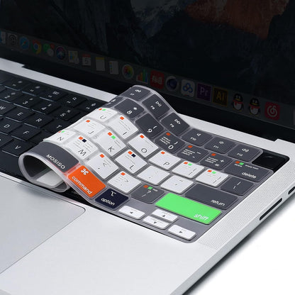 MOSISO Keyboard Cover Compatible with MacBook Air 15 inch M3 A3114 M2 A2941/Air 13.6 A3113 A2681/Pro 14/16 M4 M3 M2 M1, Mac OS X Shortcut, Gray