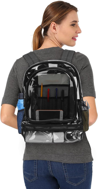 MOSISO 15.6-16 inch Travel Laptop Backpack, Waterproof Stylish Large Capacity Casual Daypack Bag for Business, Fashion TPU Transparent Computer Bag with Reinforced Strap, Black iMosiso