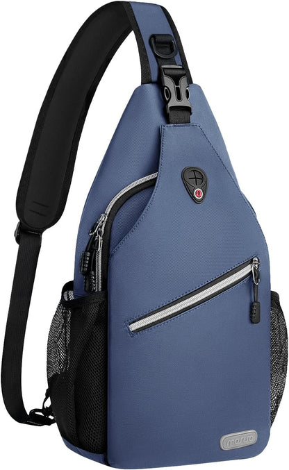 MOSISO Water Resistant Sling Backpack, Unisex Crossbody Chest Daypack with Multi Pockets & Dual Side Mesh Holders, Adjustable Strap Fits 10.9 Inch Tablet for Travel Hiking Commute