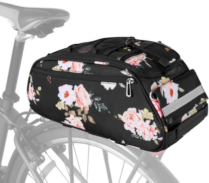 MOSISO Bike Rack Bag, Peony Waterproof Bicycle Trunk Pannier Rear Seat Pouch Cycling Bike Carrier Backseat Storage Luggage Saddle Shoulder Bag