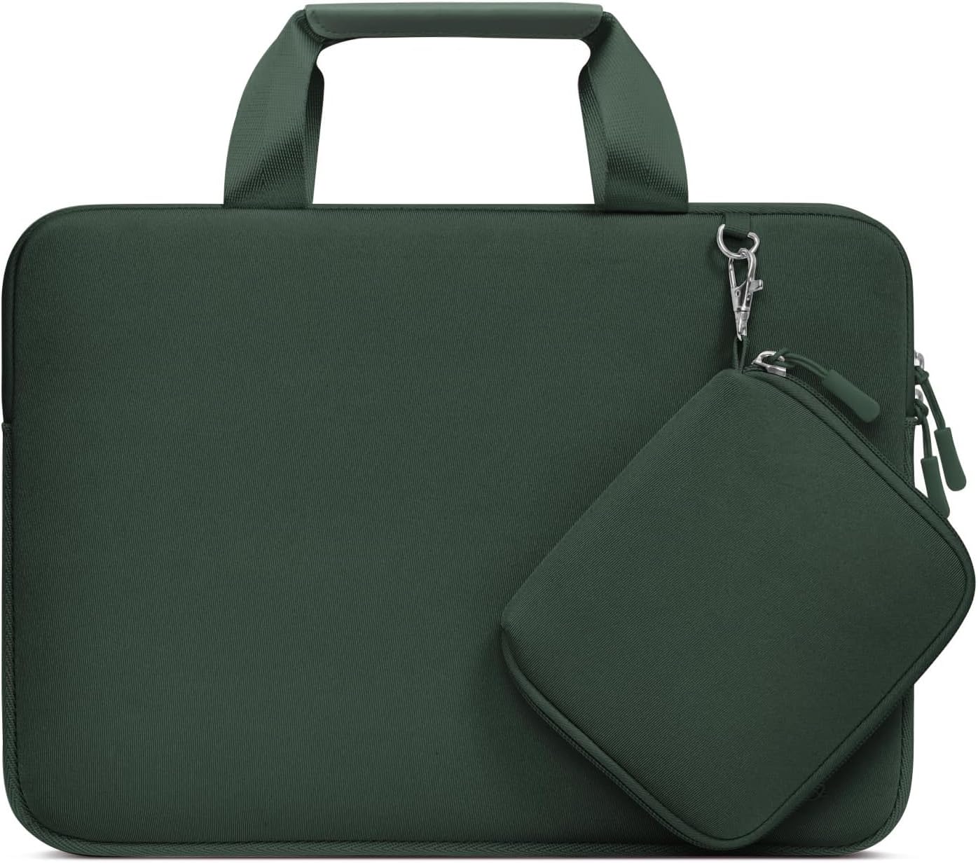 MOSISO Laptop Case 13.3 inch, 13-13.3 inch Laptop Sleeve Bag Compatible with MacBook Air/Pro 13 / Pro 14, HP Dell ASUS, Neoprene Carrying Computer Bag with Handle&Detachable Small Case, Antique Green
