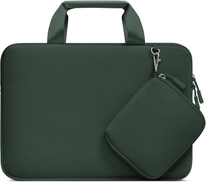 MOSISO Laptop Case 13.3 inch, 13-13.3 inch Laptop Sleeve Bag Compatible with MacBook Air/Pro 13 / Pro 14, HP Dell ASUS, Neoprene Carrying Computer Bag with Handle&Detachable Small Case, Antique Green