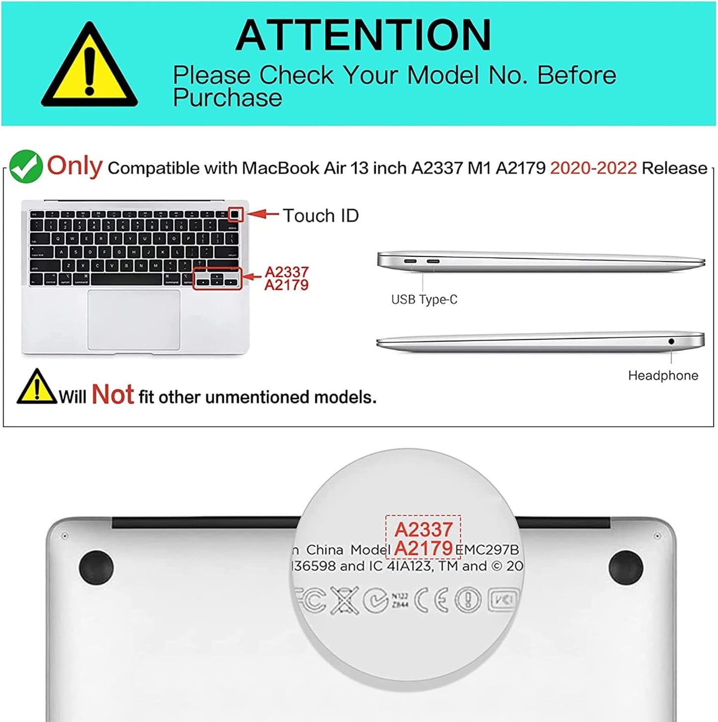 MOSISO Compatible with MacBook Air 13 inch Case 2022 2021 2020 Release A2337 M1 A2179 Retina Display Touch ID, Plastic Hard Shell Case with TPU Bumper&Carrying Sleeve Bag&Keyboard Cover, Black