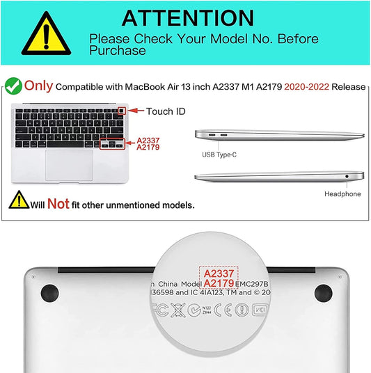 MOSISO Compatible with MacBook Air 13 inch Case 2022 2021 2020 Release A2337 M1 A2179 Retina Display Touch ID, Plastic Hard Shell Case with TPU Bumper&Carrying Sleeve Bag&Keyboard Cover, Black