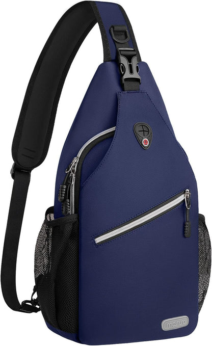MOSISO Water Resistant Sling Backpack, Unisex Crossbody Chest Daypack with Multi Pockets & Dual Side Mesh Holders, Adjustable Strap Fits 10.9 Inch Tablet for Travel Hiking Commute