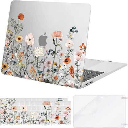 MOSISO Compatible with MacBook Air 13 inch Case 2018-2022 Release A2337 M1 A2179 A1932 Retina Display, Plastic Garden Flowers Hard Shell&Keyboard Cover&Screen Protector