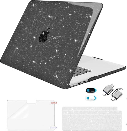 MOSISO Compatible with MacBook Air 15 inch Case M5-M2 2026-2023 A3448 A3241 A3114 A2941, Sparkly Glitter Plastic Hard Shell&Keyboard Cover&Screen Film&Webcam Cover&Type C